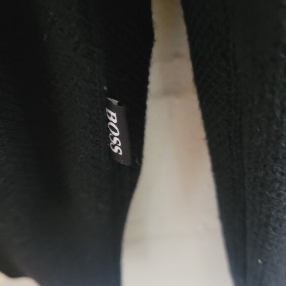 BOSS Hugo Boss Men's Tipped Wool Crewneck Sweater Black Size Large - Picture 3 of 7